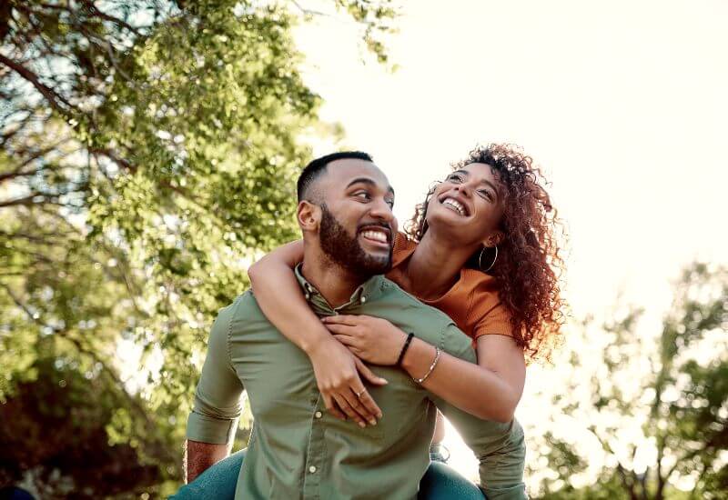 Couple playing outdoors in Maryland